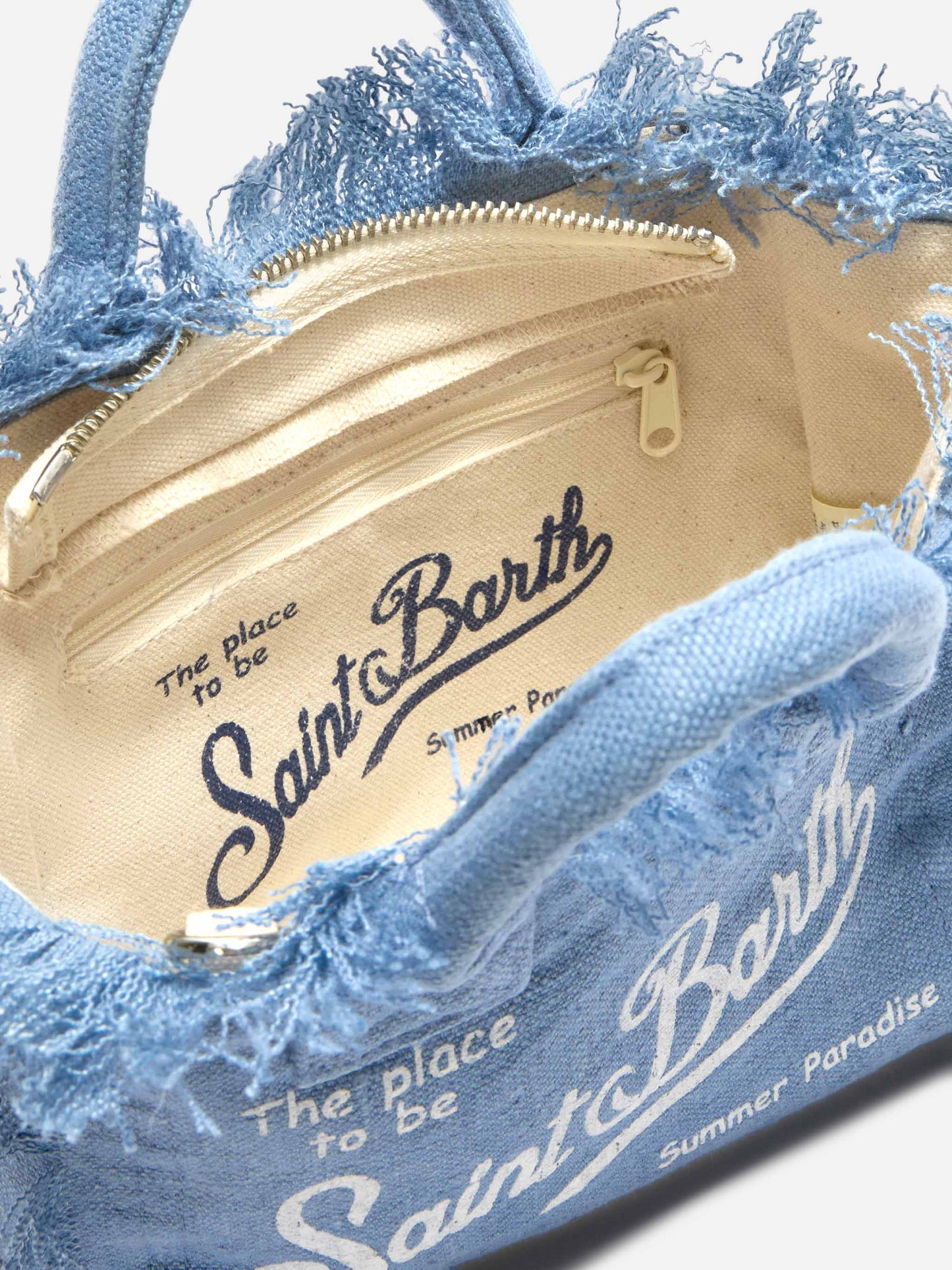 Mini sac Vanity en lin bleu uni avec bandoulière amovible