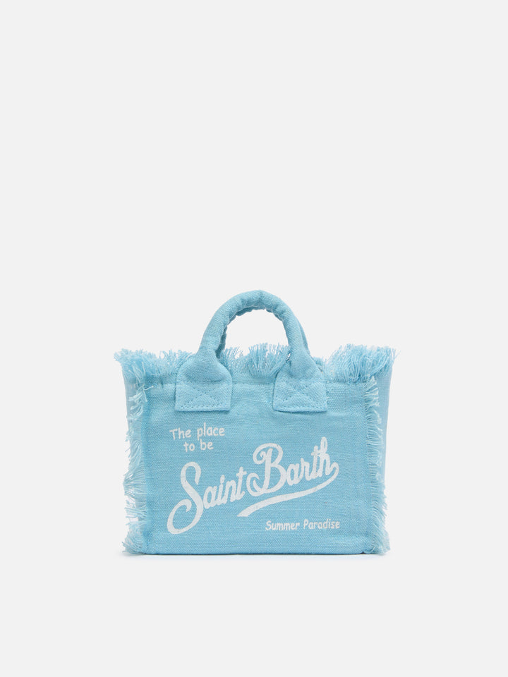 Mini Vanity hellblaue Leinentasche