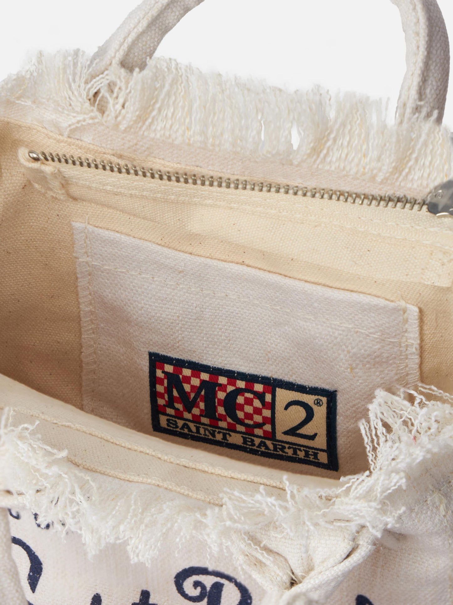 Mini Vanity Tasche aus cremeweißem Leinen