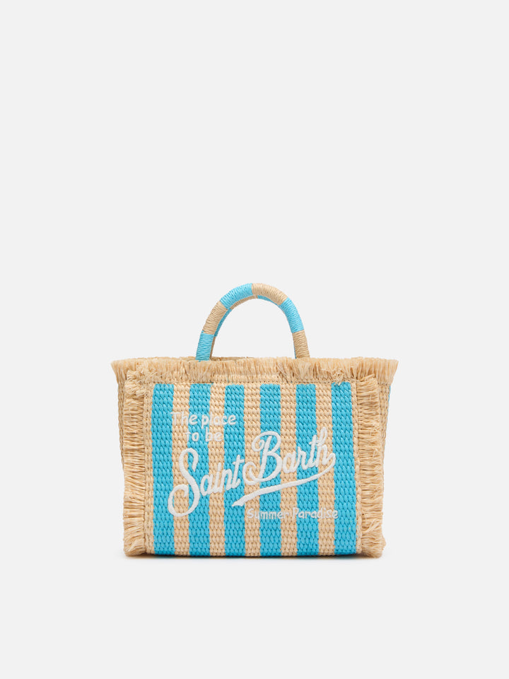 Borsa Mini Vanity effetto paglia con stampa a righe
