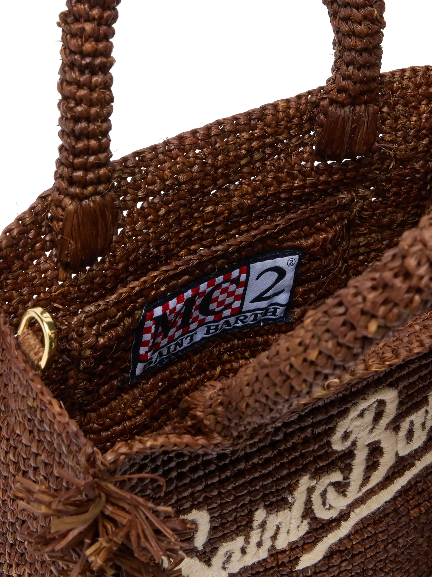 Mini Vanity Raffia Fringes bag with Saint Barth embroidery - MC2 Saint Barth
