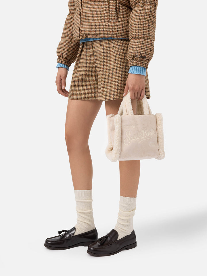 Borsa morbida a mano Vanity Mini Shearling beige