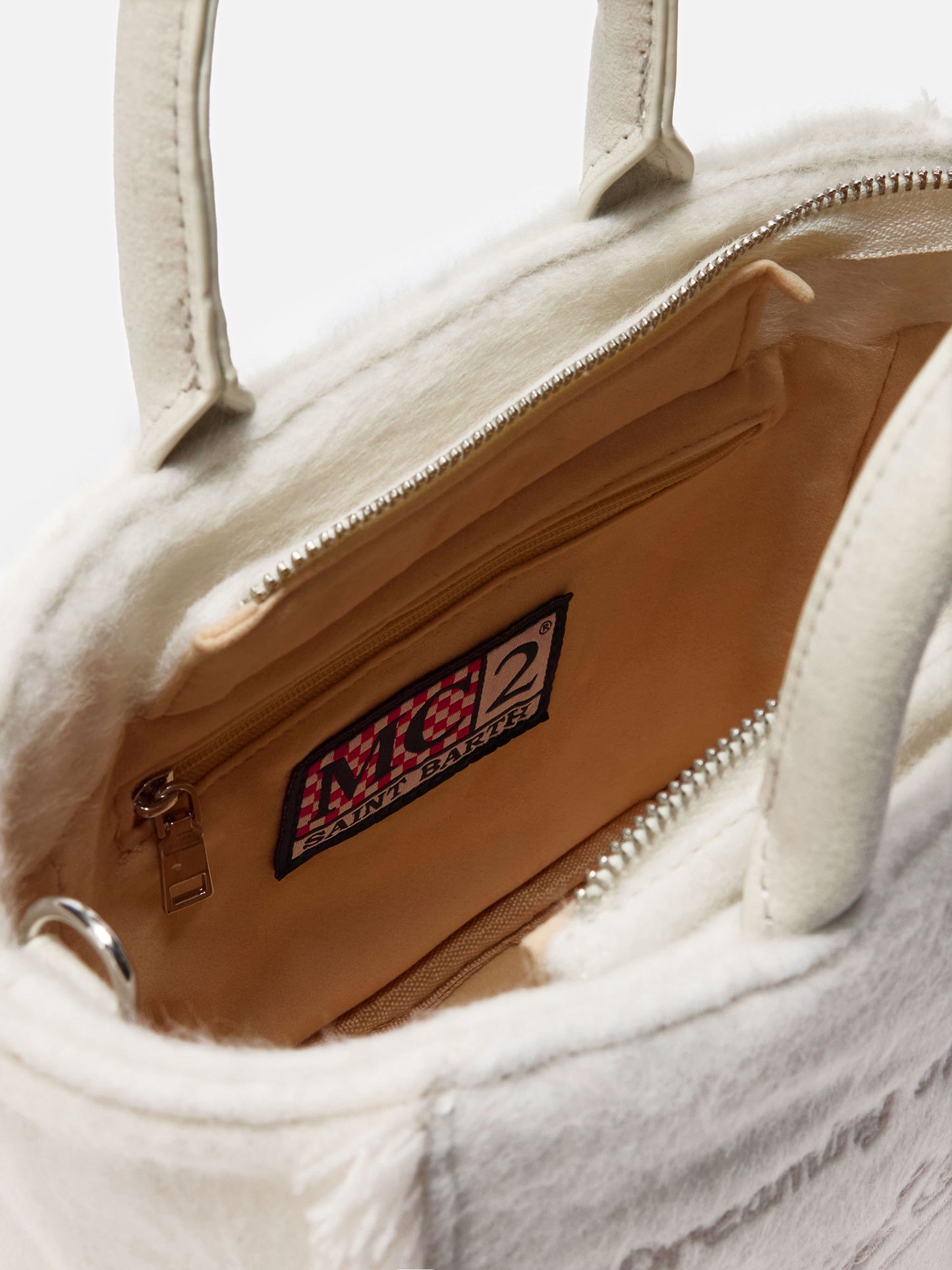 Borsa a mano Vanity Mini Felt in misto lana bianca