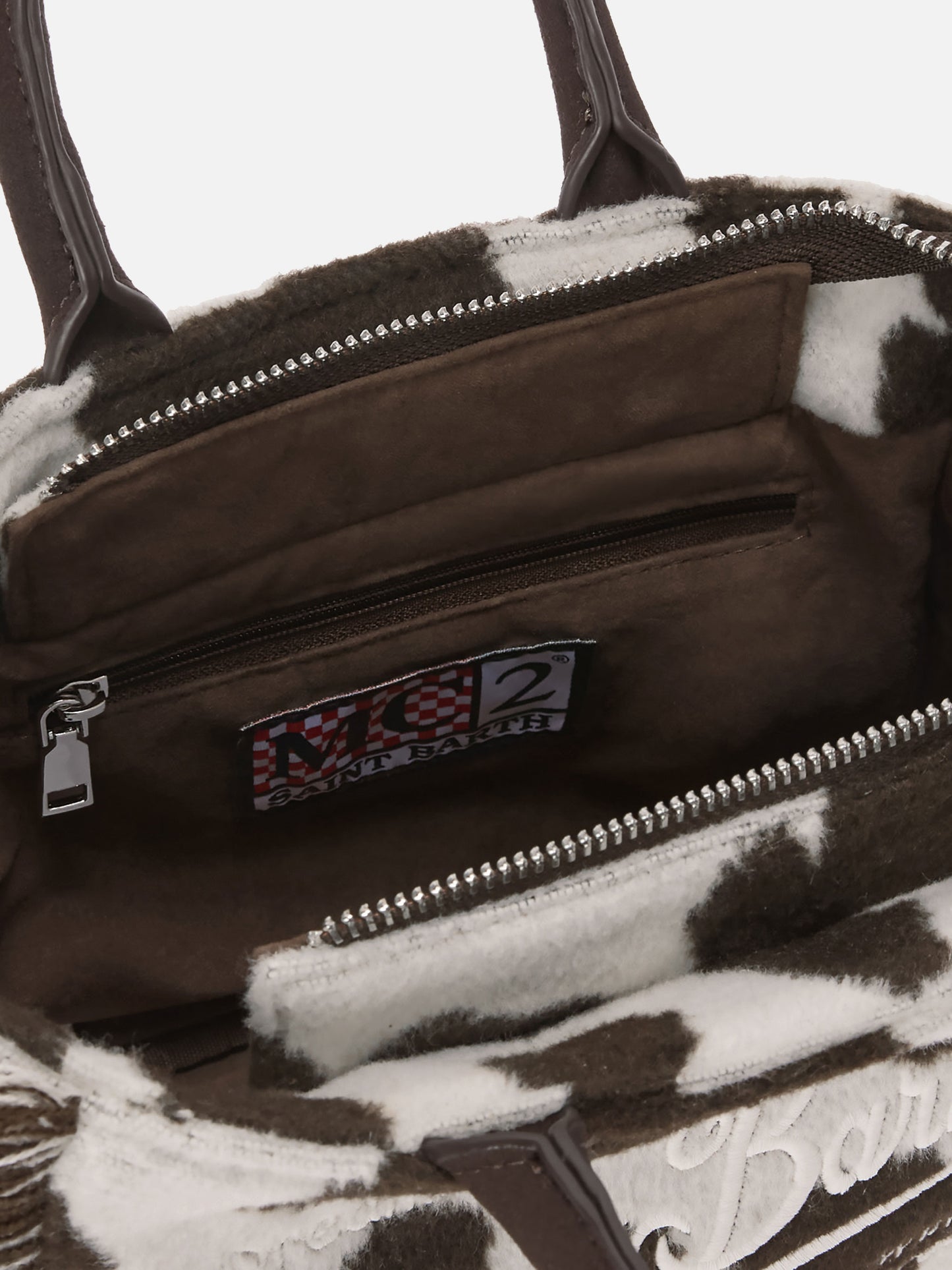 Vanity Mini-Filzhandtasche aus Wollmischung mit Kuhfellmuster