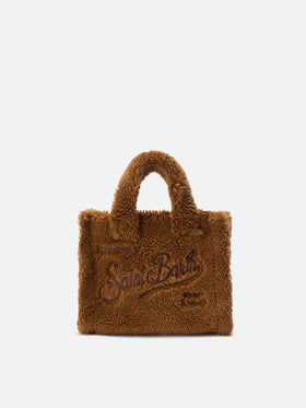 Borsa a mano Vanity Mini Teddy in sherpa marrone