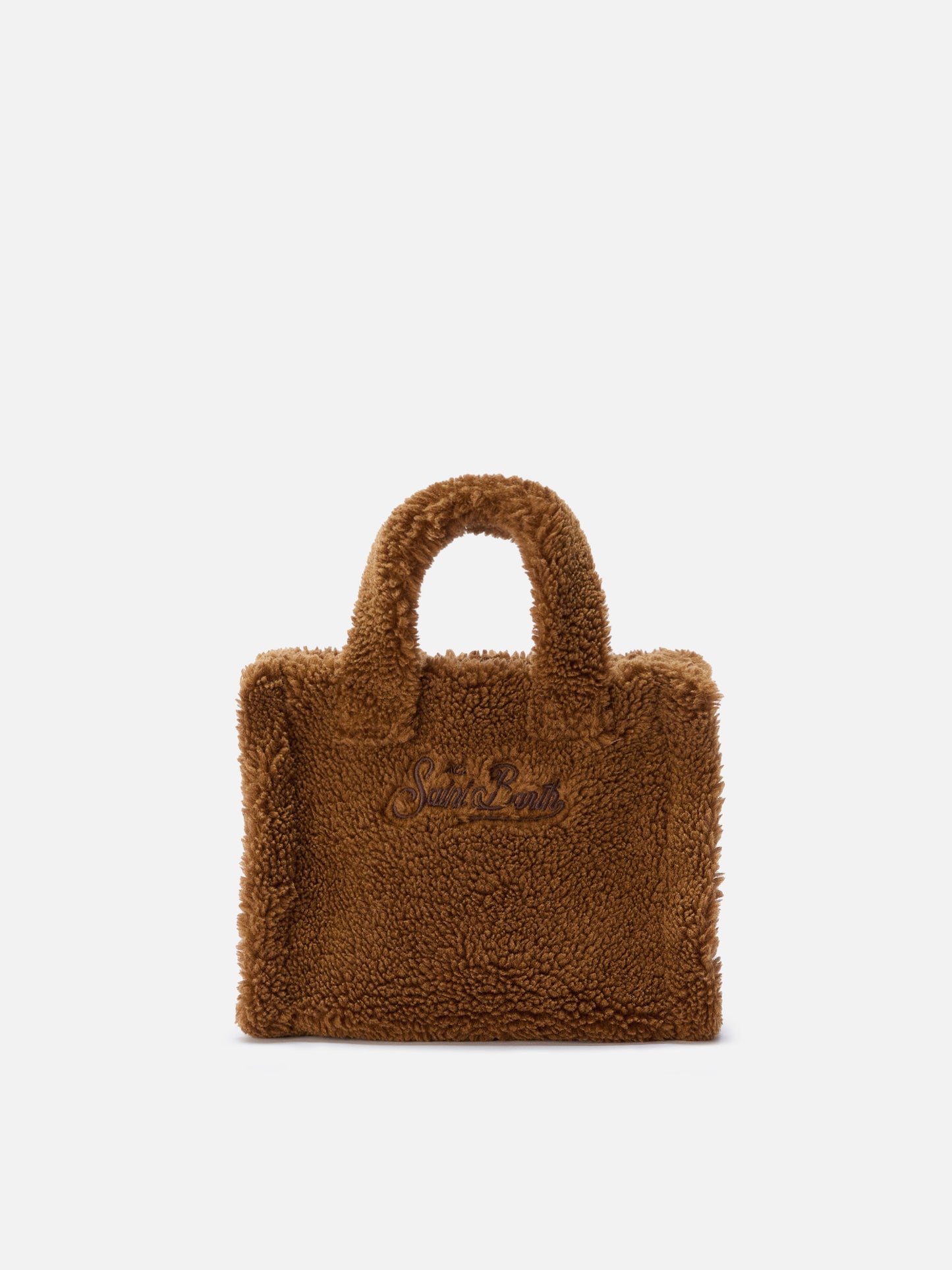 Borsa a mano Vanity Mini Teddy in sherpa marrone