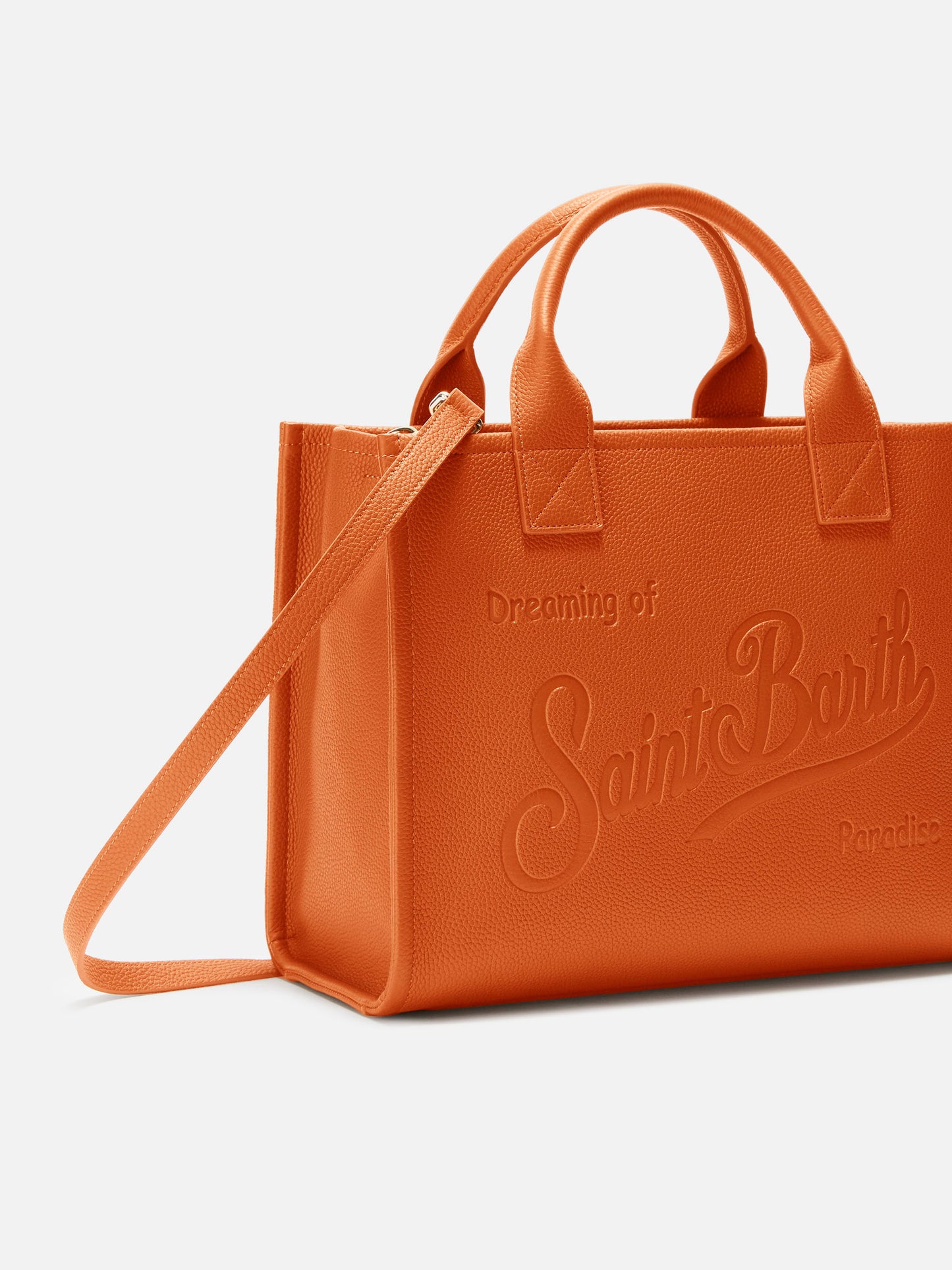 Vanity Bag Large Shoulder Bag in orange hammered leather