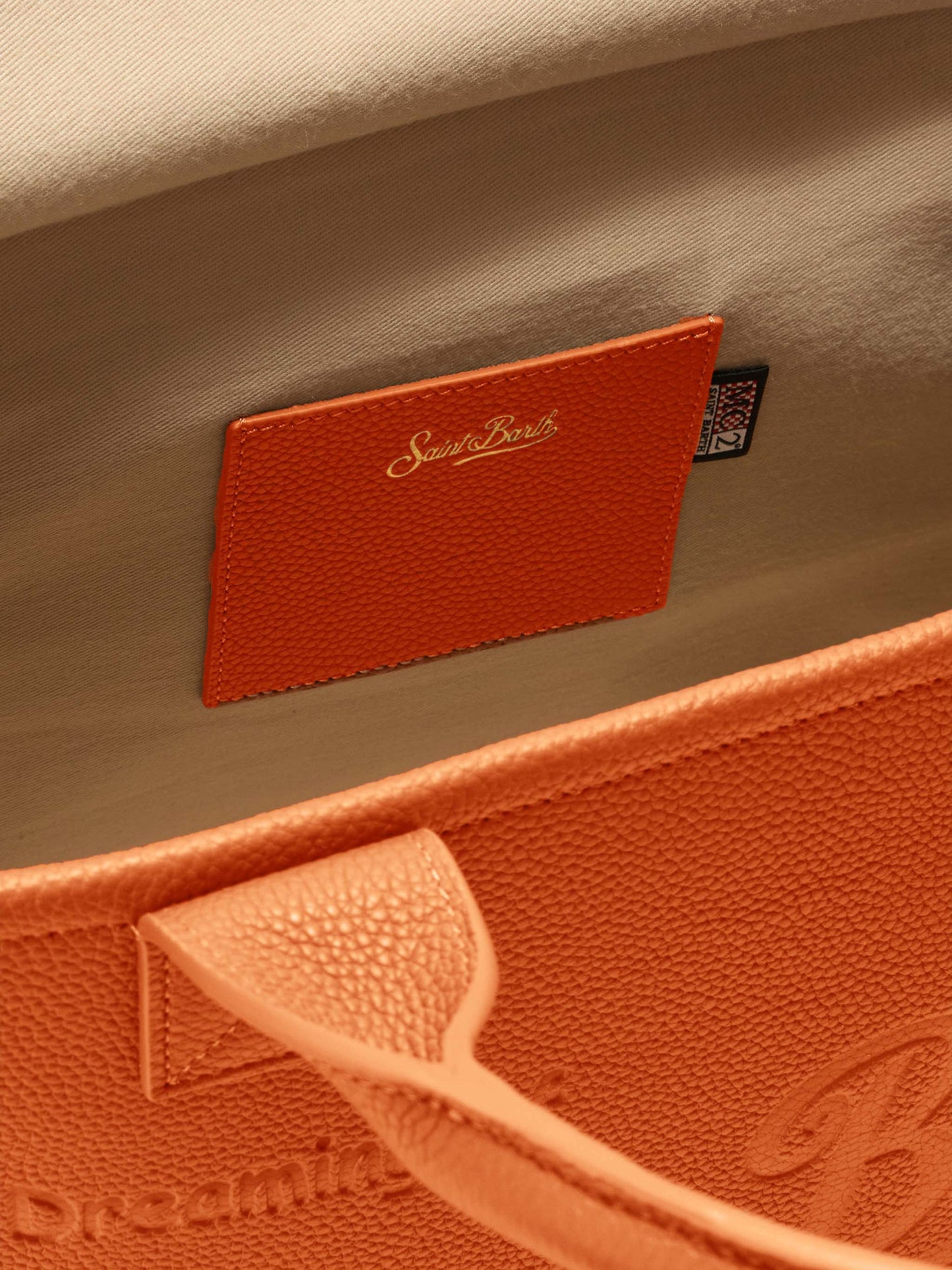 Vanity Bag Large Shoulder Bag in orange hammered leather