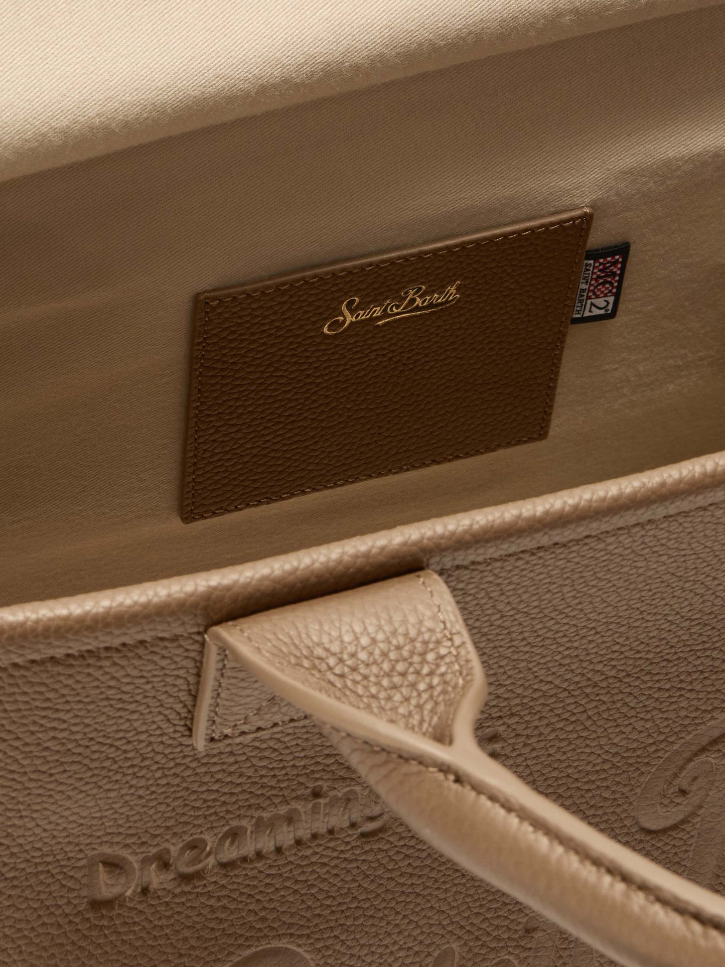 Borsa a spalla Vanity Bag Large in pelle martellata marrone