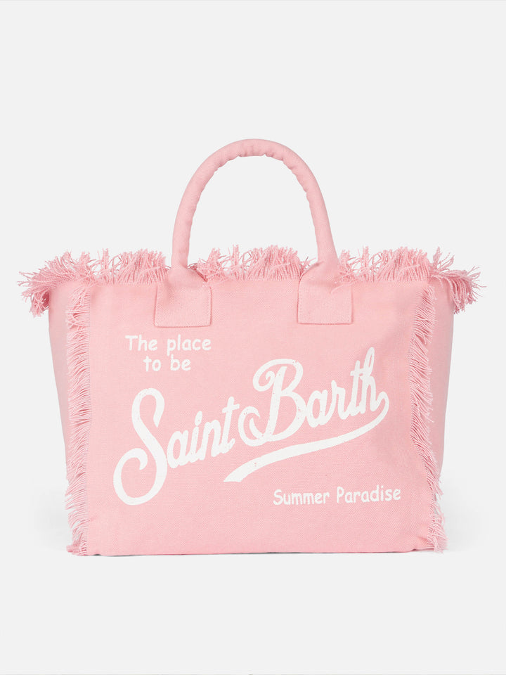 Borsa a spalla Vanity in canvas di cotone rosa