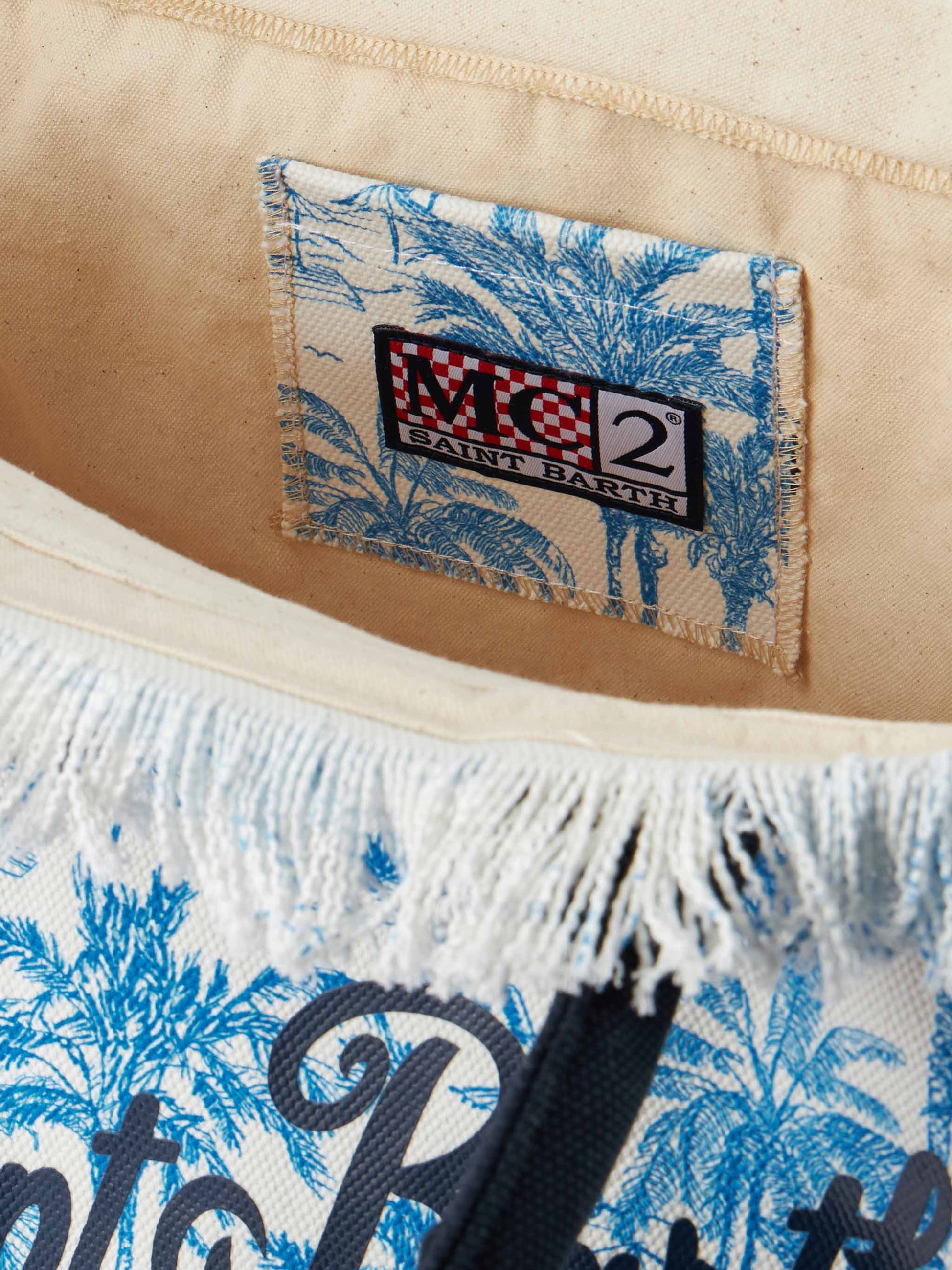 Bluette cotton canvas Vanity tote bag with toile de jouy print - MC2 Saint Barth