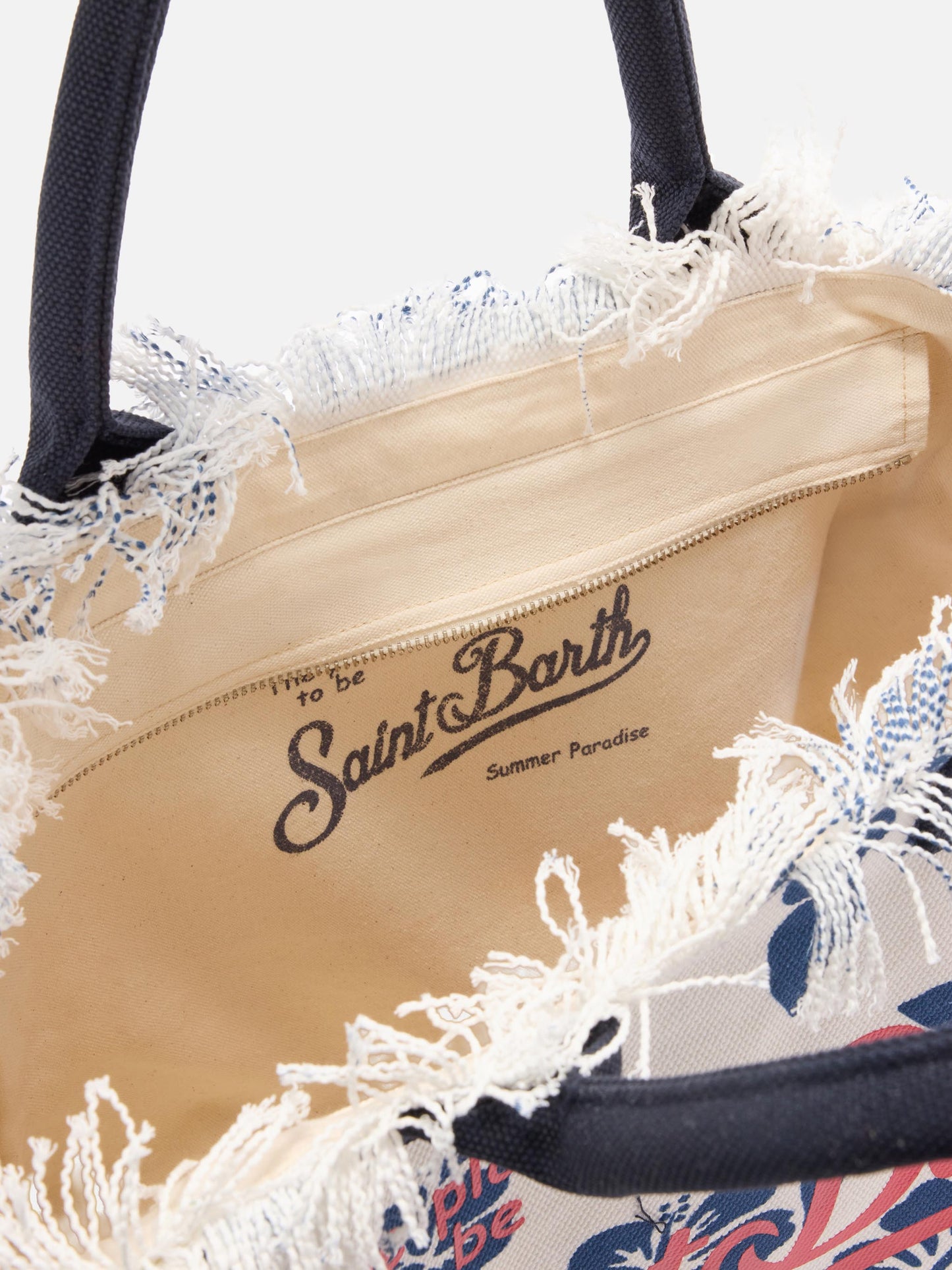 Vanity regular bag en toile blanche avec imprimé hibiscus