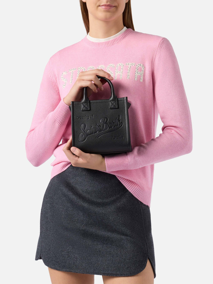 Borsa a spalla Vanity Bag Mini in pelle martellata nera