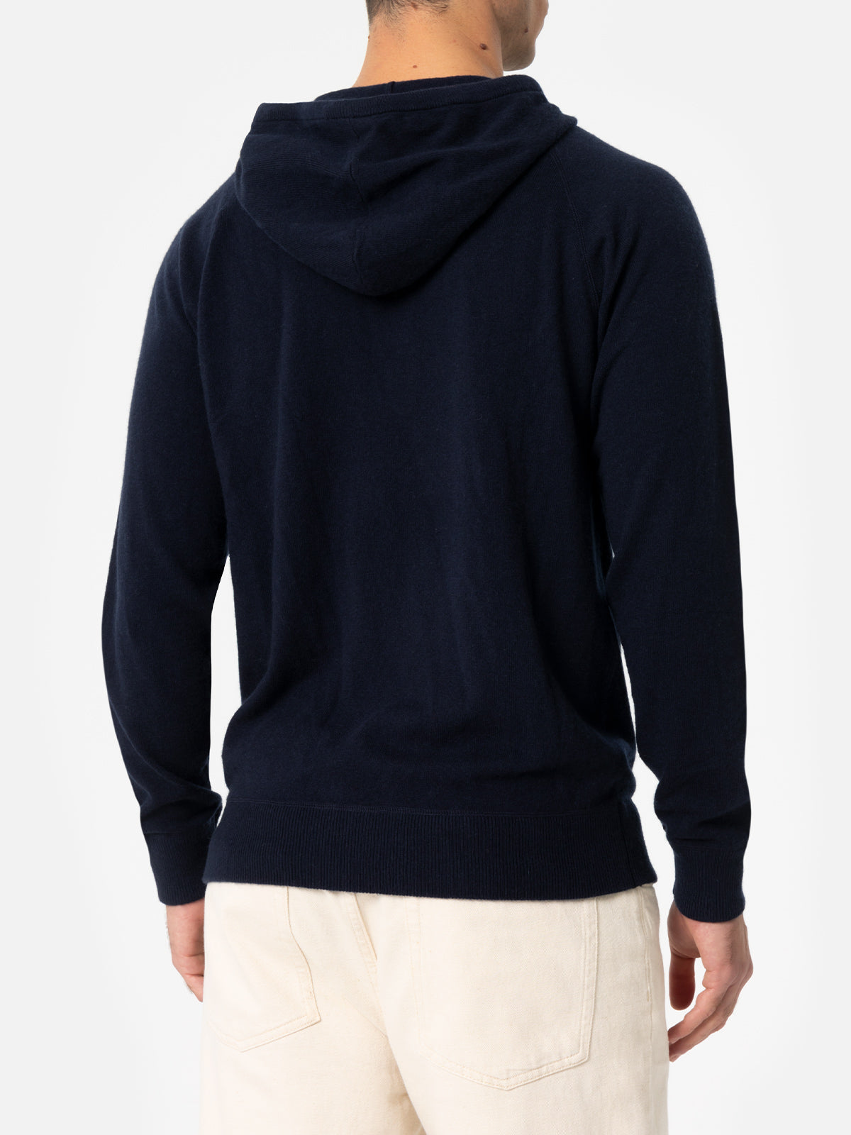 Man navy blue cashmere blend hooded sweater Willbur - MC2 Saint Barth
