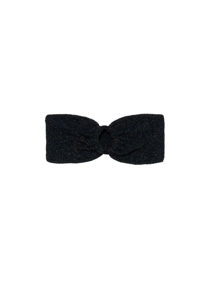 Yulia top bikini a fascia in tessuto crinkle lurex nero