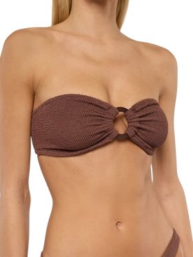 Yulia Naomi brown crinkle bikini with bandeau top and cheeky briefs - MC2 Saint Barth