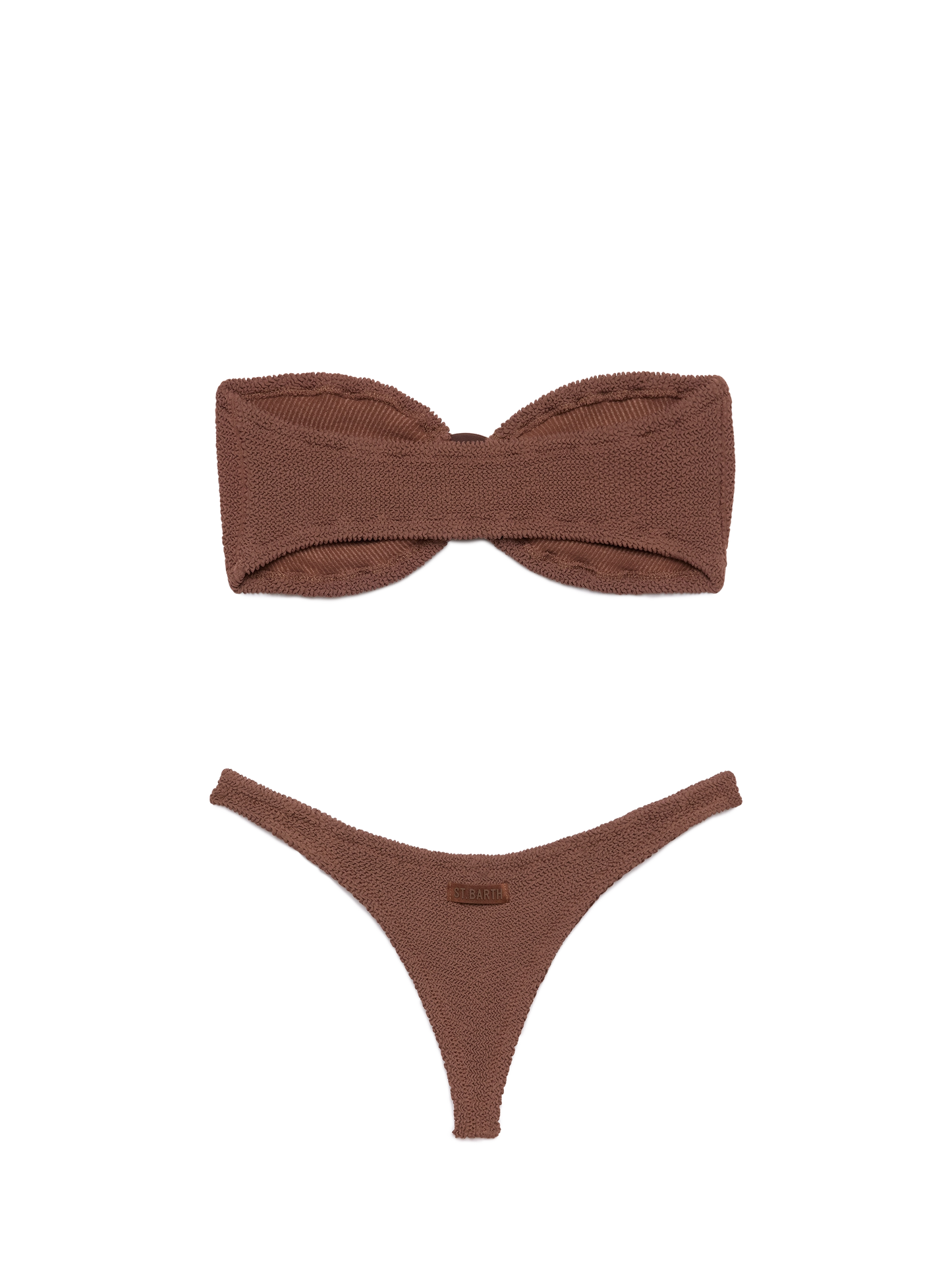 Yulia Naomi brown crinkle bikini with bandeau top and cheeky briefs - MC2 Saint Barth