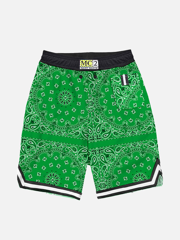 Boy long swim shorts with bandanna print - MC2 Saint Barth