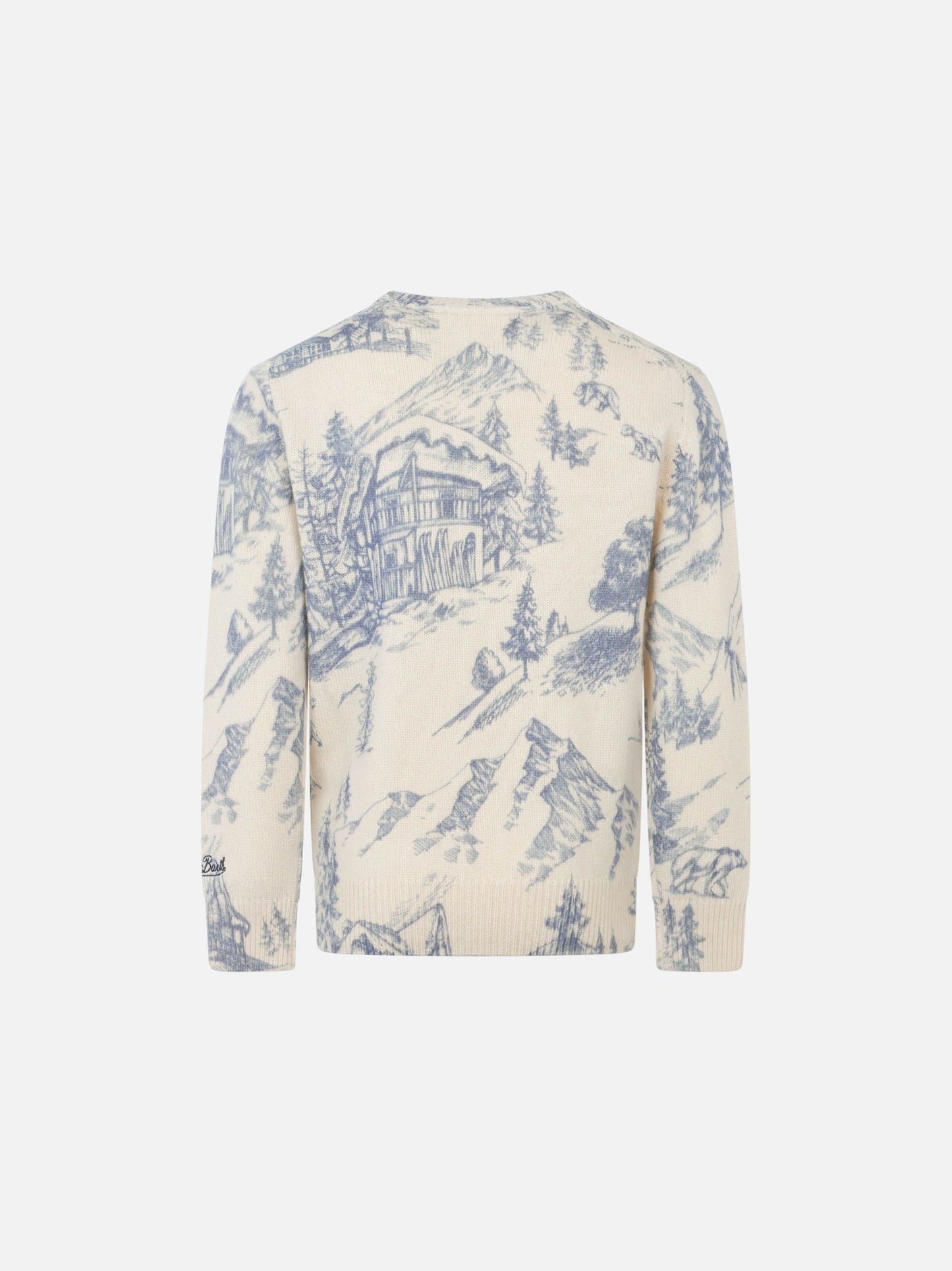 Boy crewneck toile de jouy sweater with La Montagne embroidery - MC2 Saint Barth
