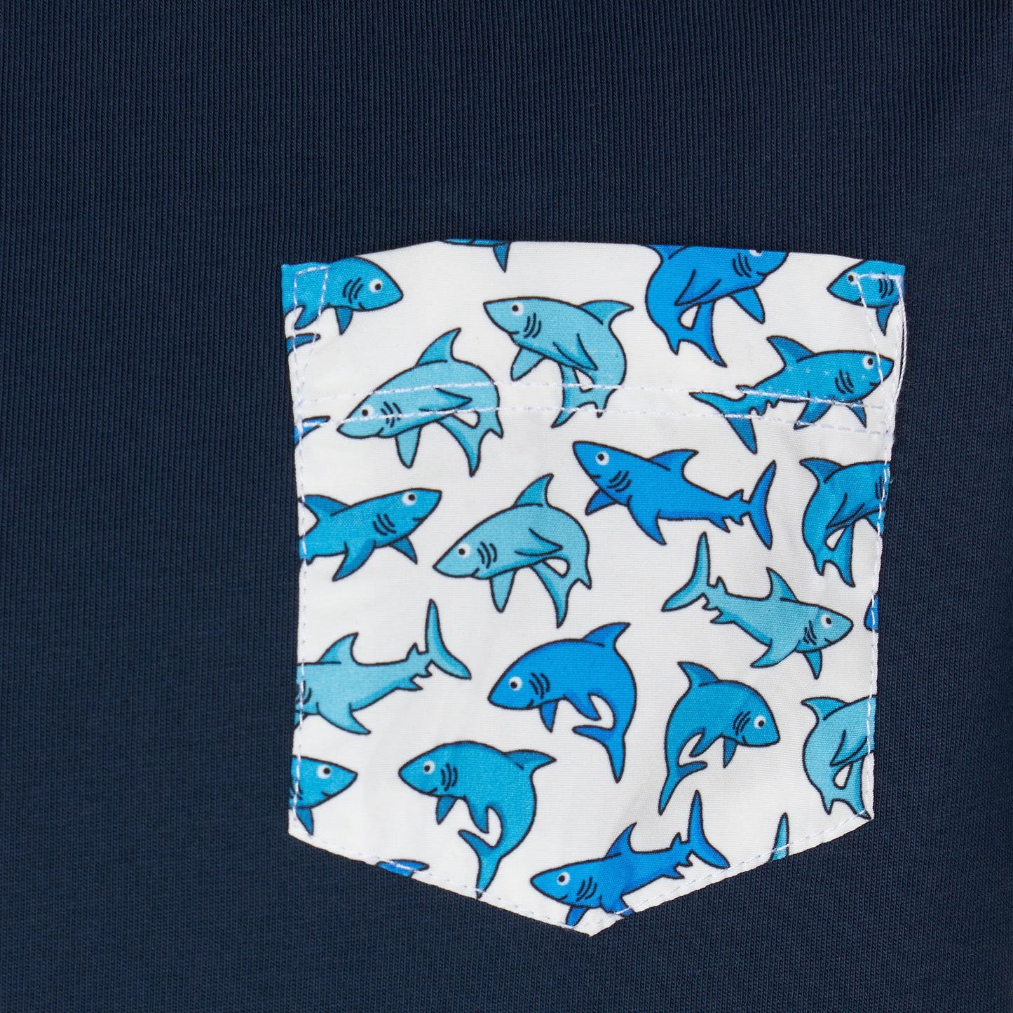 Boy cotton t-shirt with shark printed pocket - MC2 Saint Barth