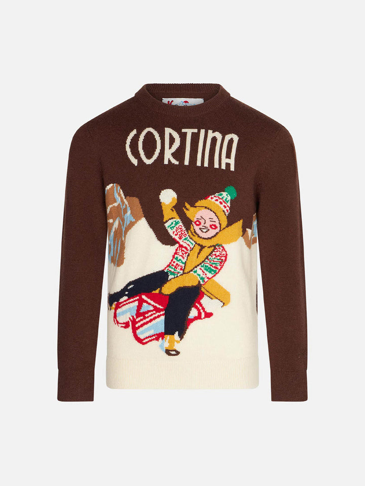 Boy sweater with Cortina postcard print - MC2 Saint Barth