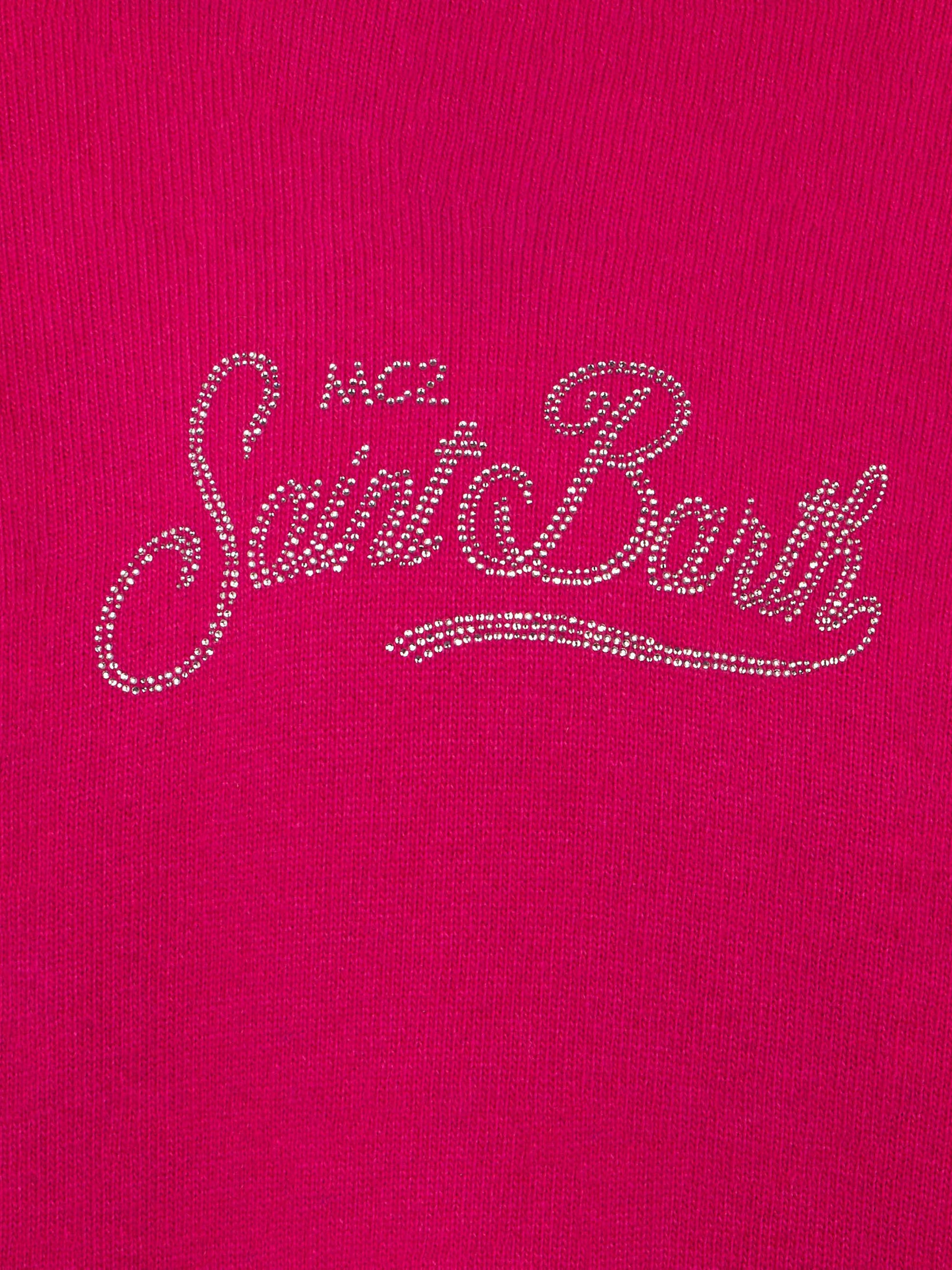 Girl fuchsia cropped hooded sweater with rhinestones - MC2 Saint Barth