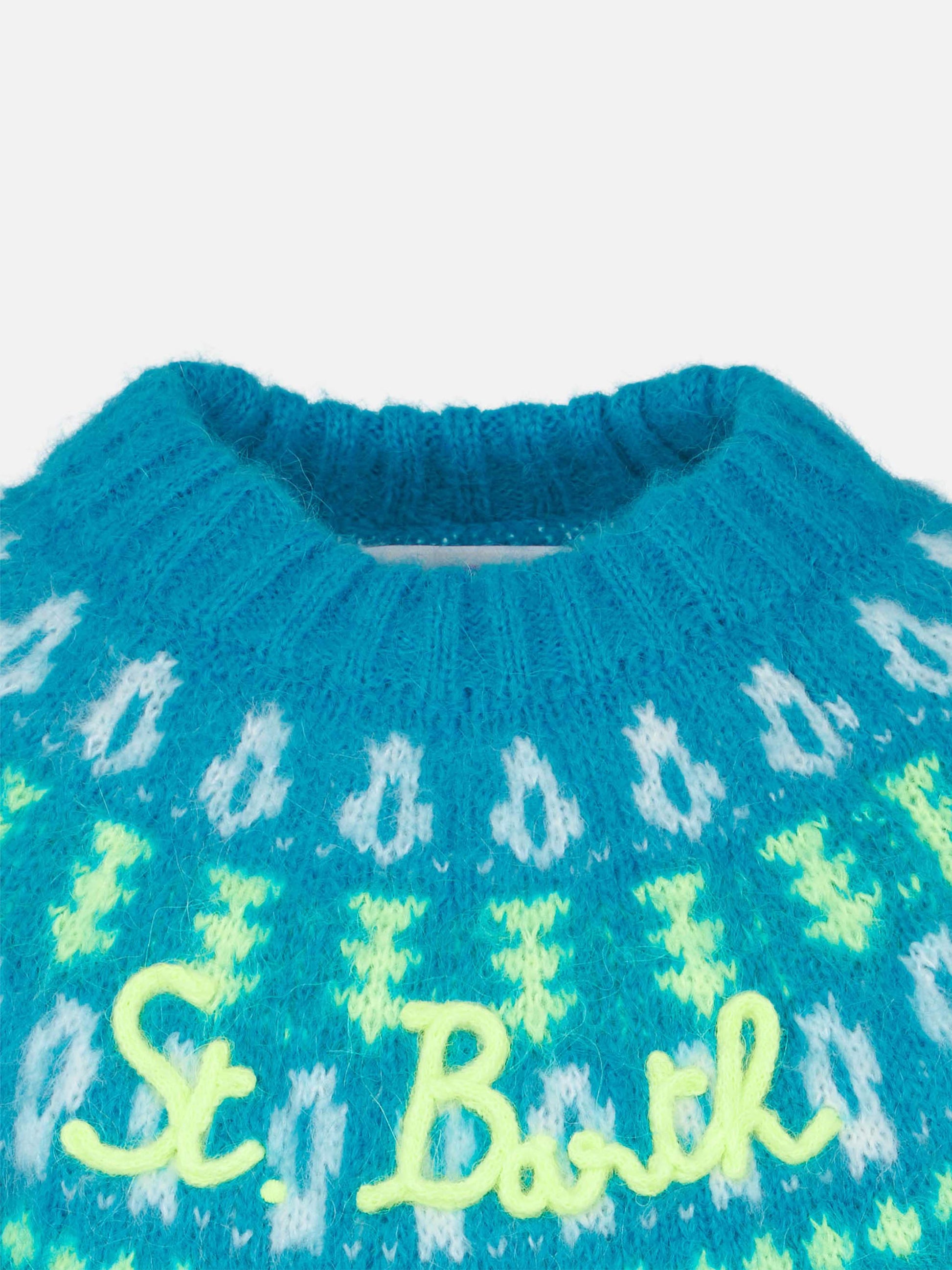 Girl brushed crewneck sweater with nordic jacquard - MC2 Saint Barth