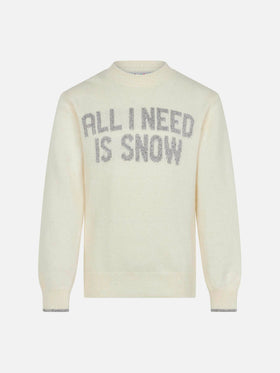 Girl crewneck sweater with All I need is snow lettering - MC2 Saint Barth
