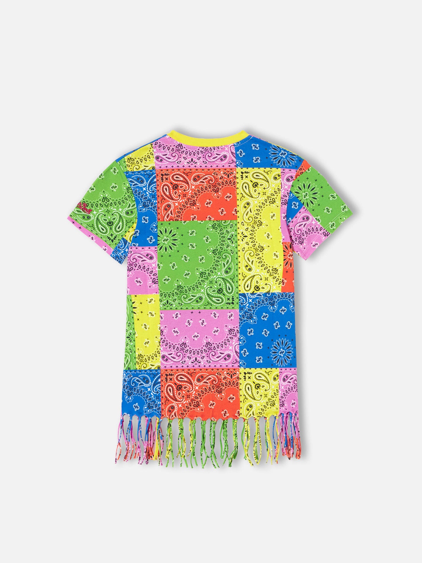 Girl cotton dress with fluo bandanna print - MC2 Saint Barth