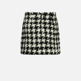 Girl fringed wooly skirt with pied de poule print - MC2 Saint Barth