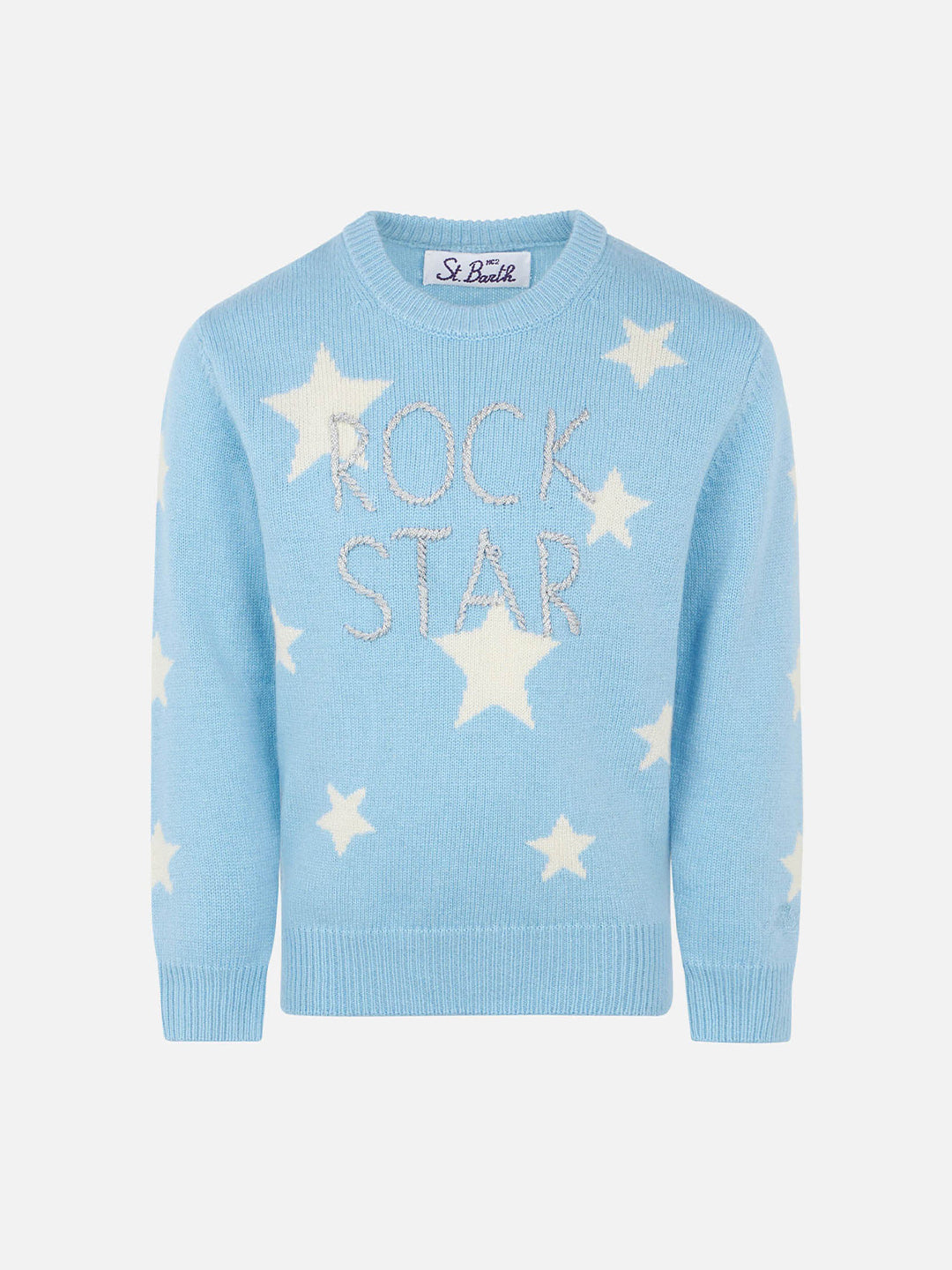 Girl sweater with stars print and Rock Star embroidery - MC2 Saint Barth