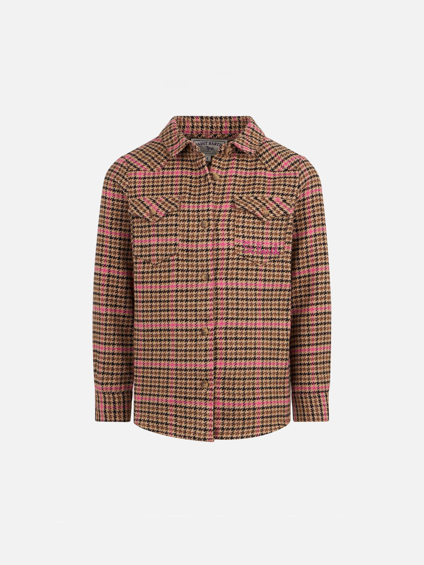 Girl overshirt with pied de poule print - MC2 Saint Barth