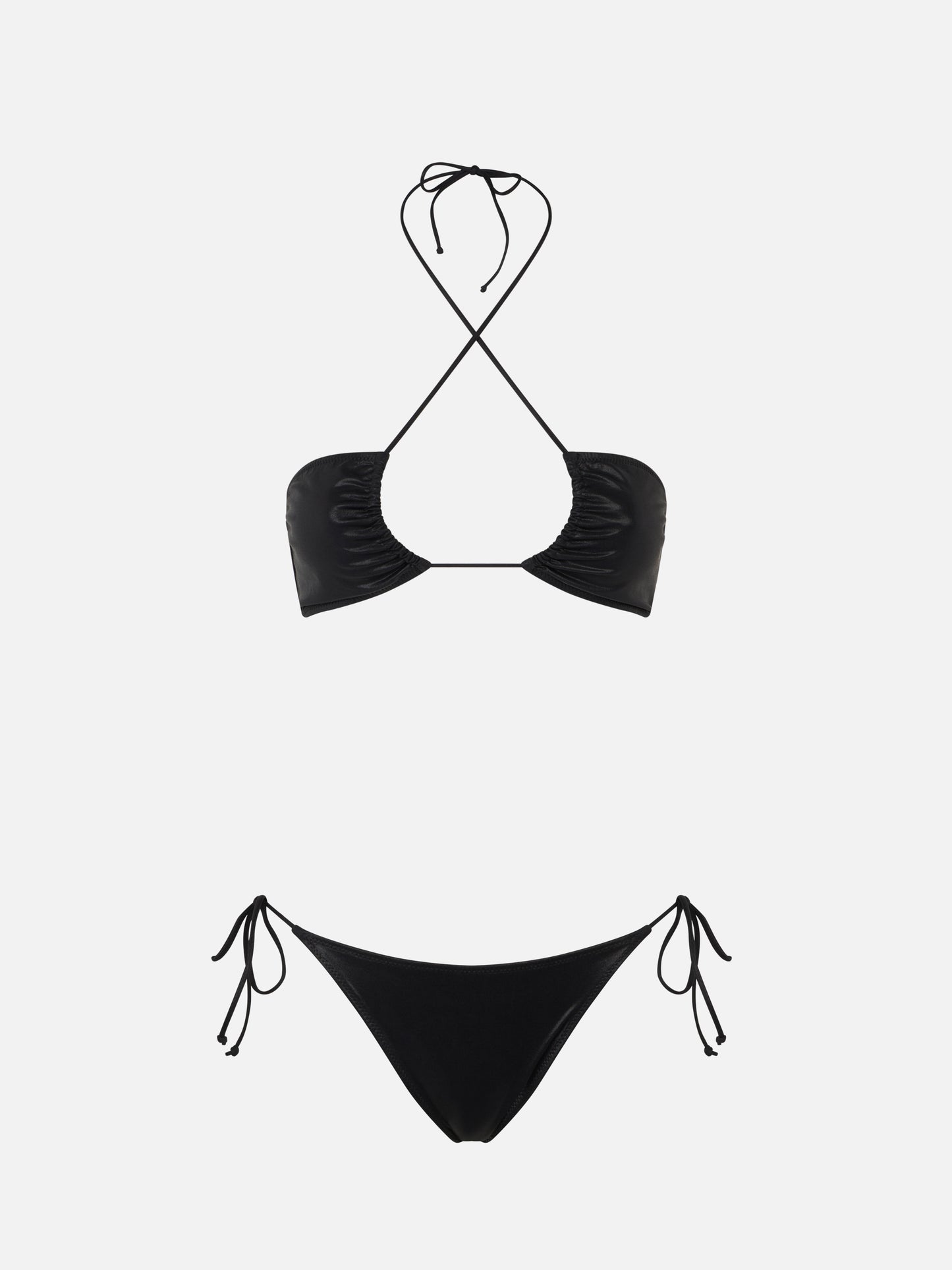 Bikini da donna a fascia lamina nero