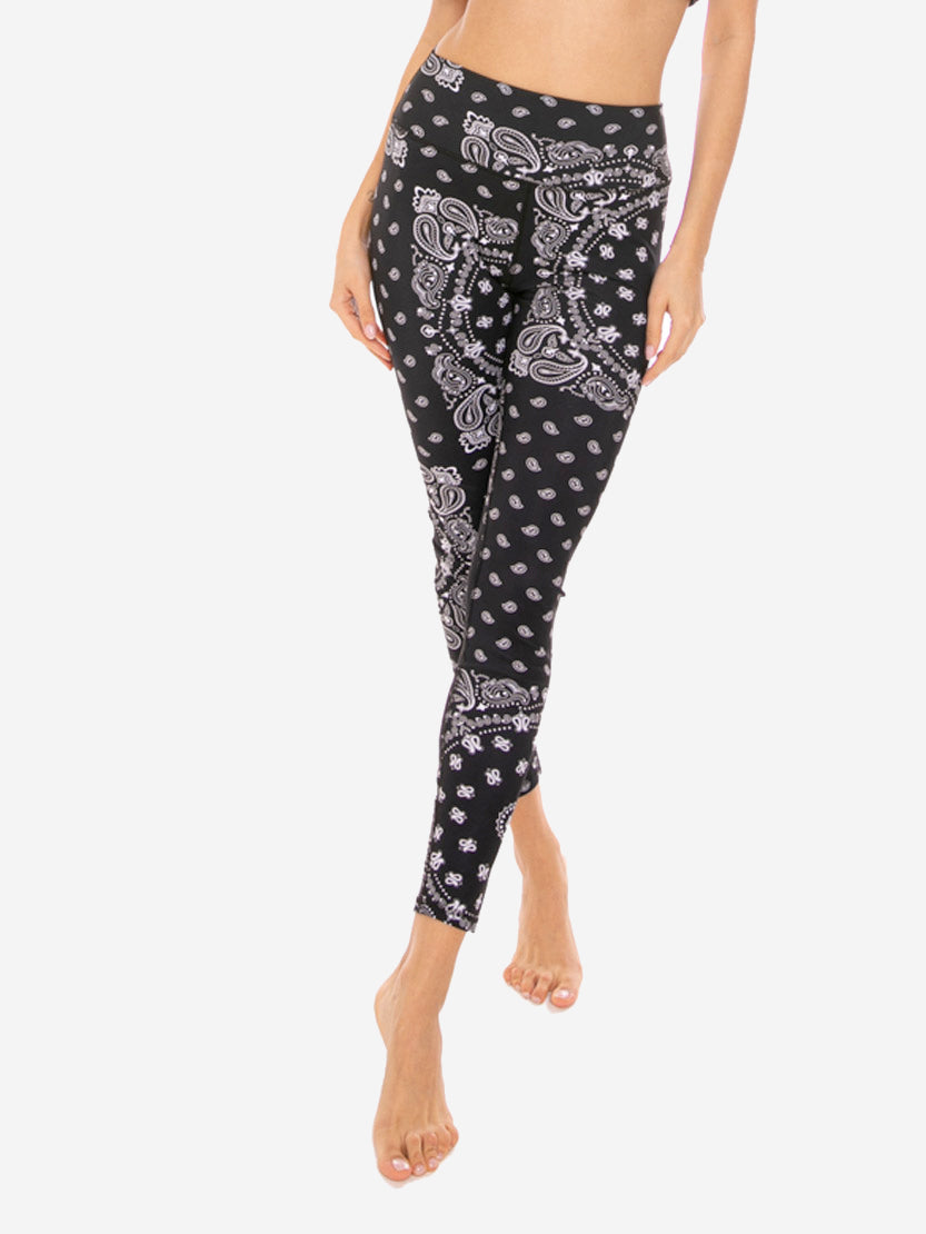 Yoga leggings black bandana all-over print - MC2 Saint Barth