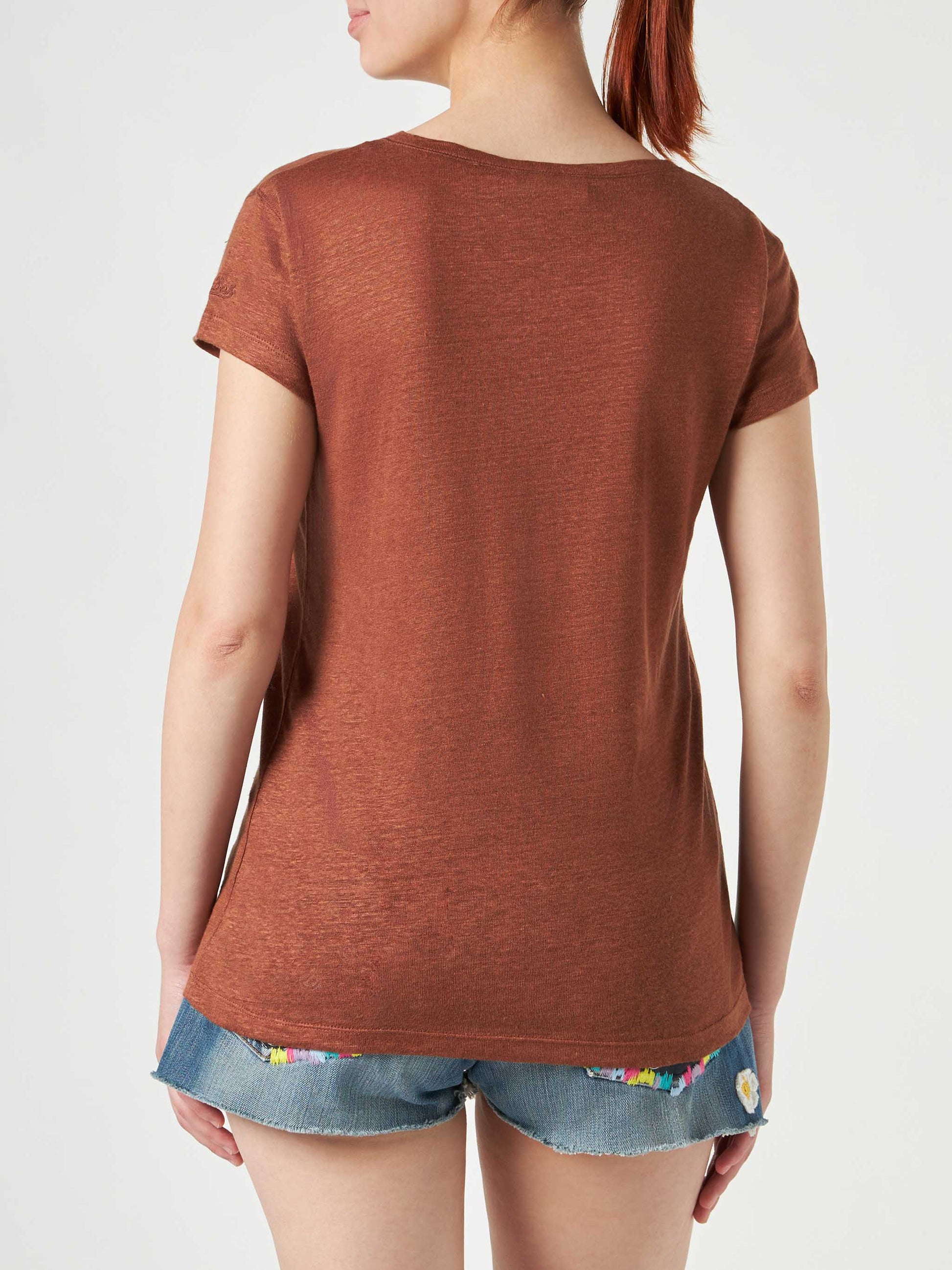 Woman brown linen t-shirt - MC2 Saint Barth
