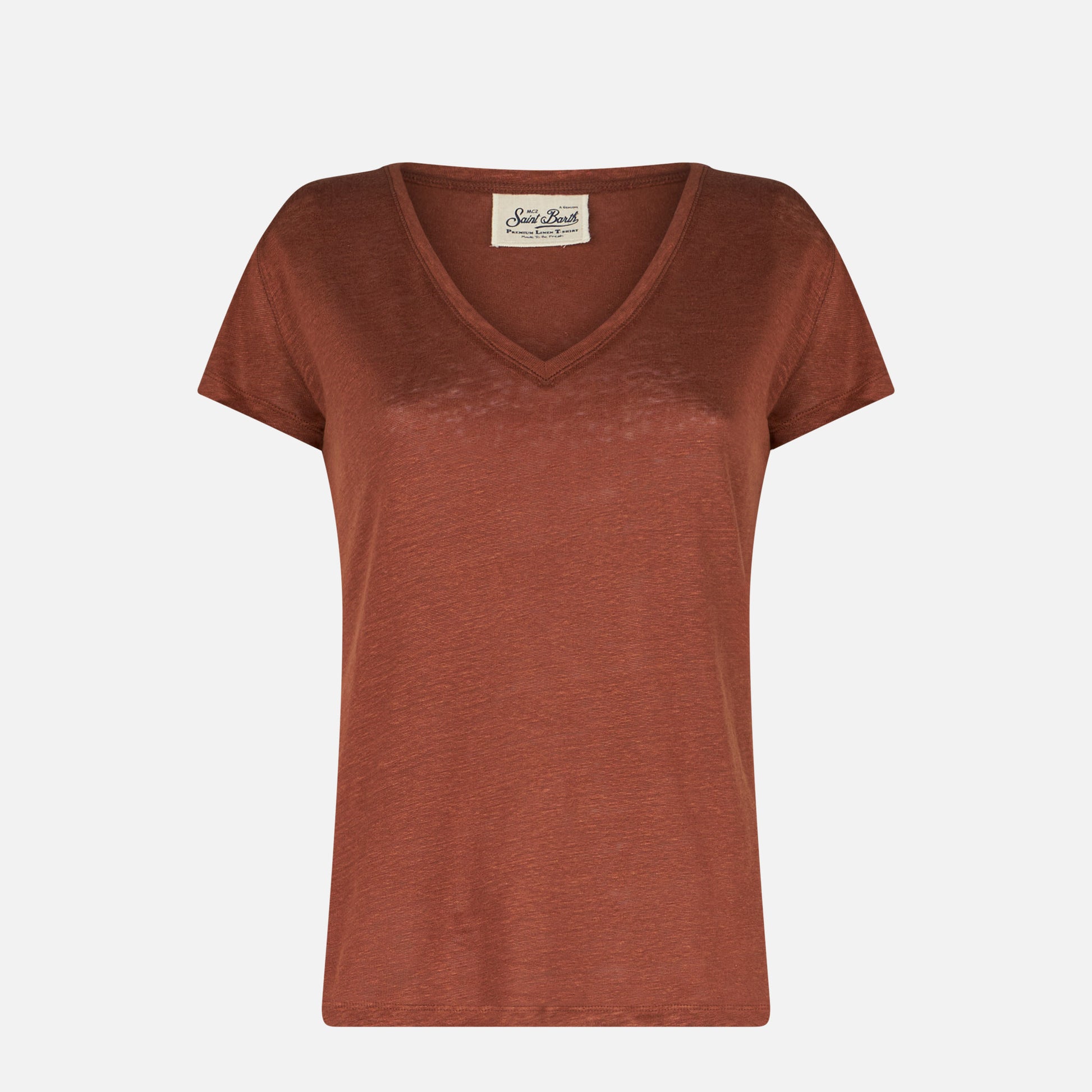 Woman brown linen t-shirt - MC2 Saint Barth