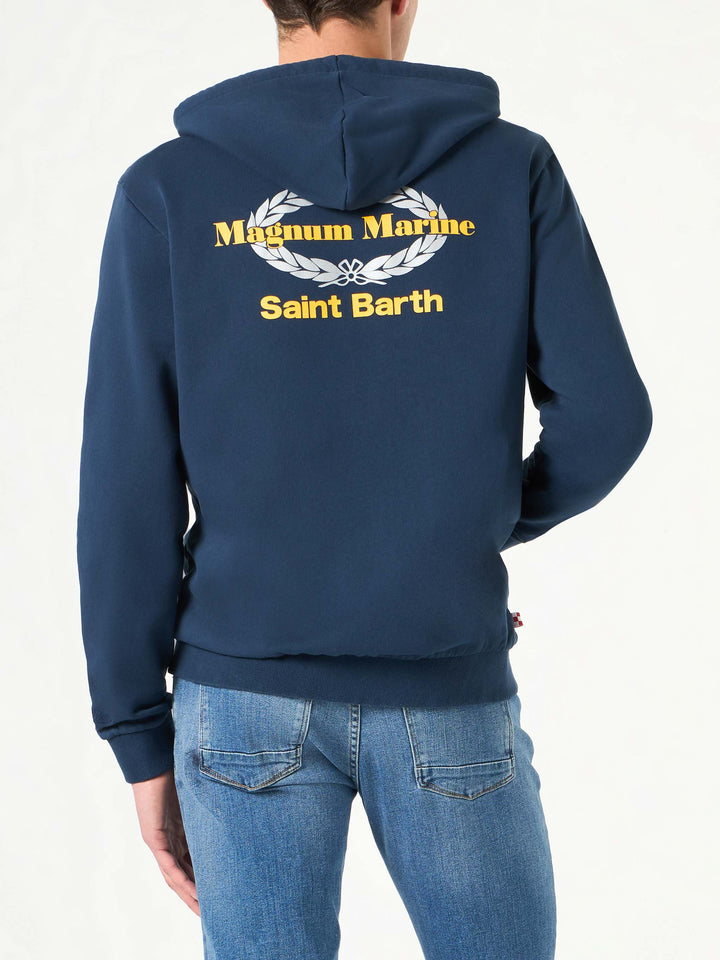 Blue cotton hoodie with Magnum Marine Saint Barth embroidery | MAGNUM MARINE SPECIAL EDITION - MC2 Saint Barth
