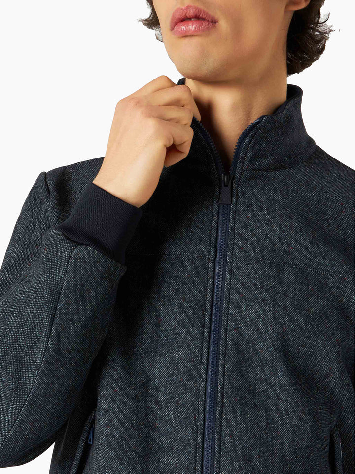 Man mid-weight mélange blue bomber jacket Traveler - MC2 Saint Barth