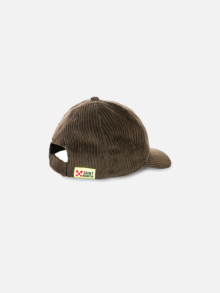 Olive green Baseball corduroy cap Off piste embroidery - MC2 Saint Barth