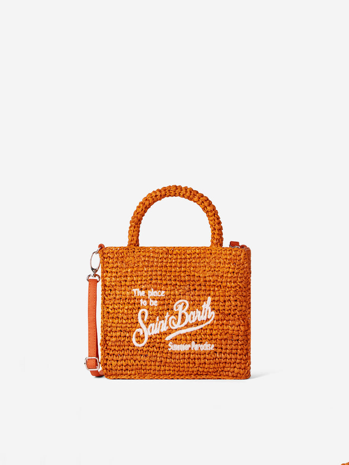 Mini Vanity orange raffia bag with front embroidery - MC2 Saint Barth