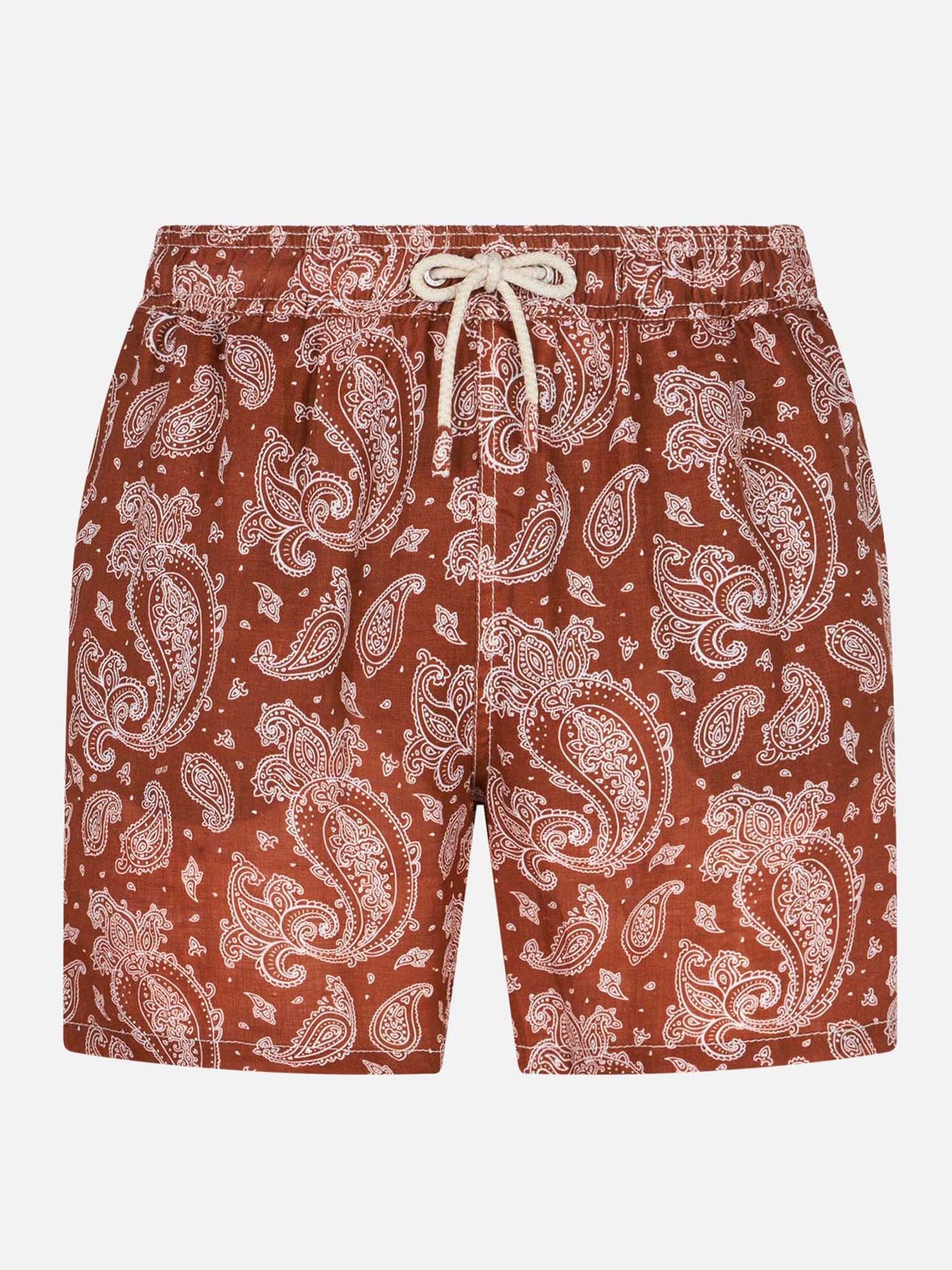 Man linen swim shorts with paisley print - MC2 Saint Barth