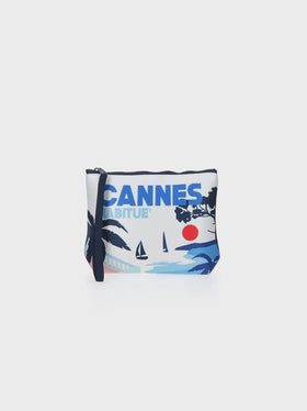 Pochette Aline in scuba con stampa cartolina Cannes