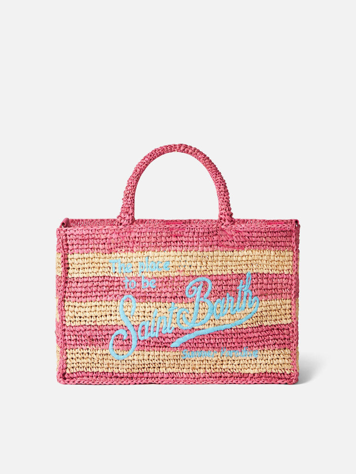 Colette raffia handbag with white and pink stripes - MC2 Saint Barth