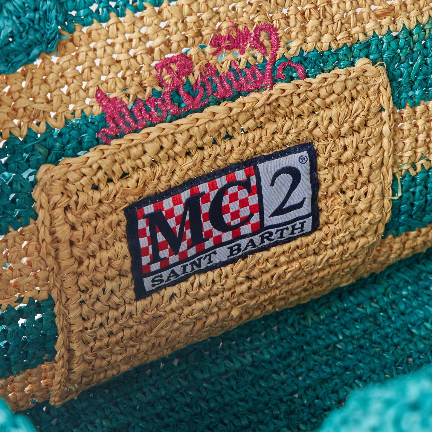 Colette raffia handbag with white and bluette stripes - MC2 Saint Barth