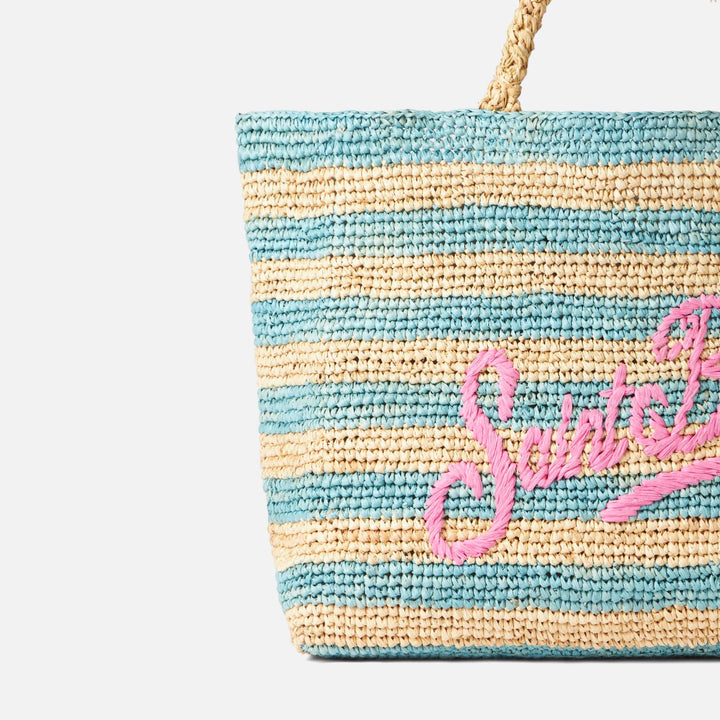 Borsa Ferdie in rafia con ricamo Saint Barth
