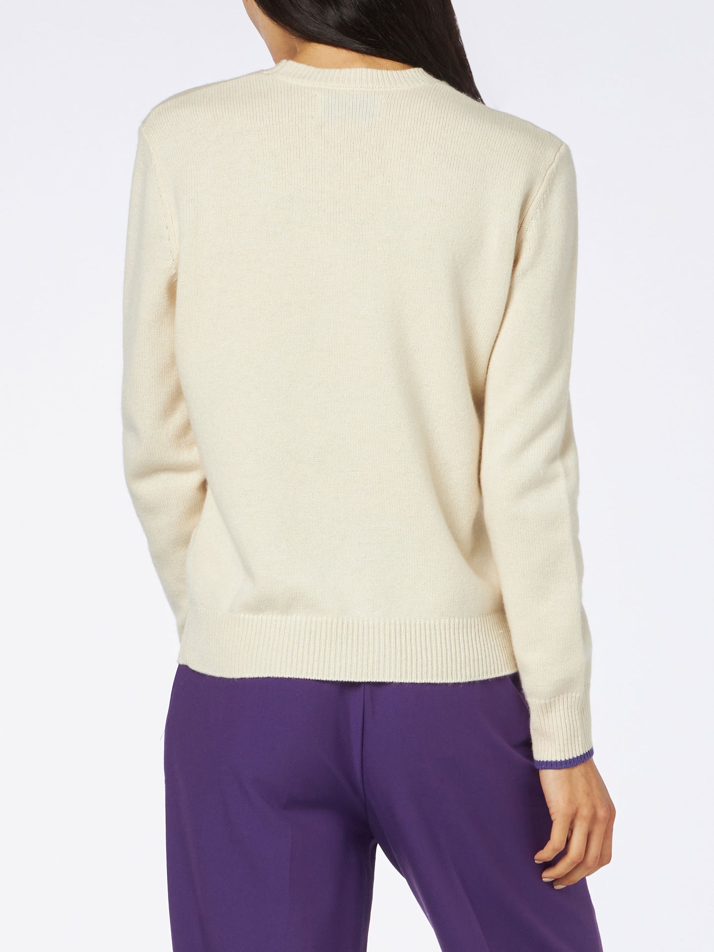 Maglia da donna girocollo bianca con stampa Strass & Skipass