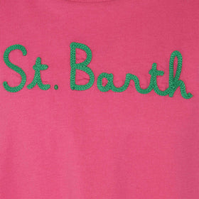 Girl cotton t-shirt with flounce and embroidery - MC2 Saint Barth