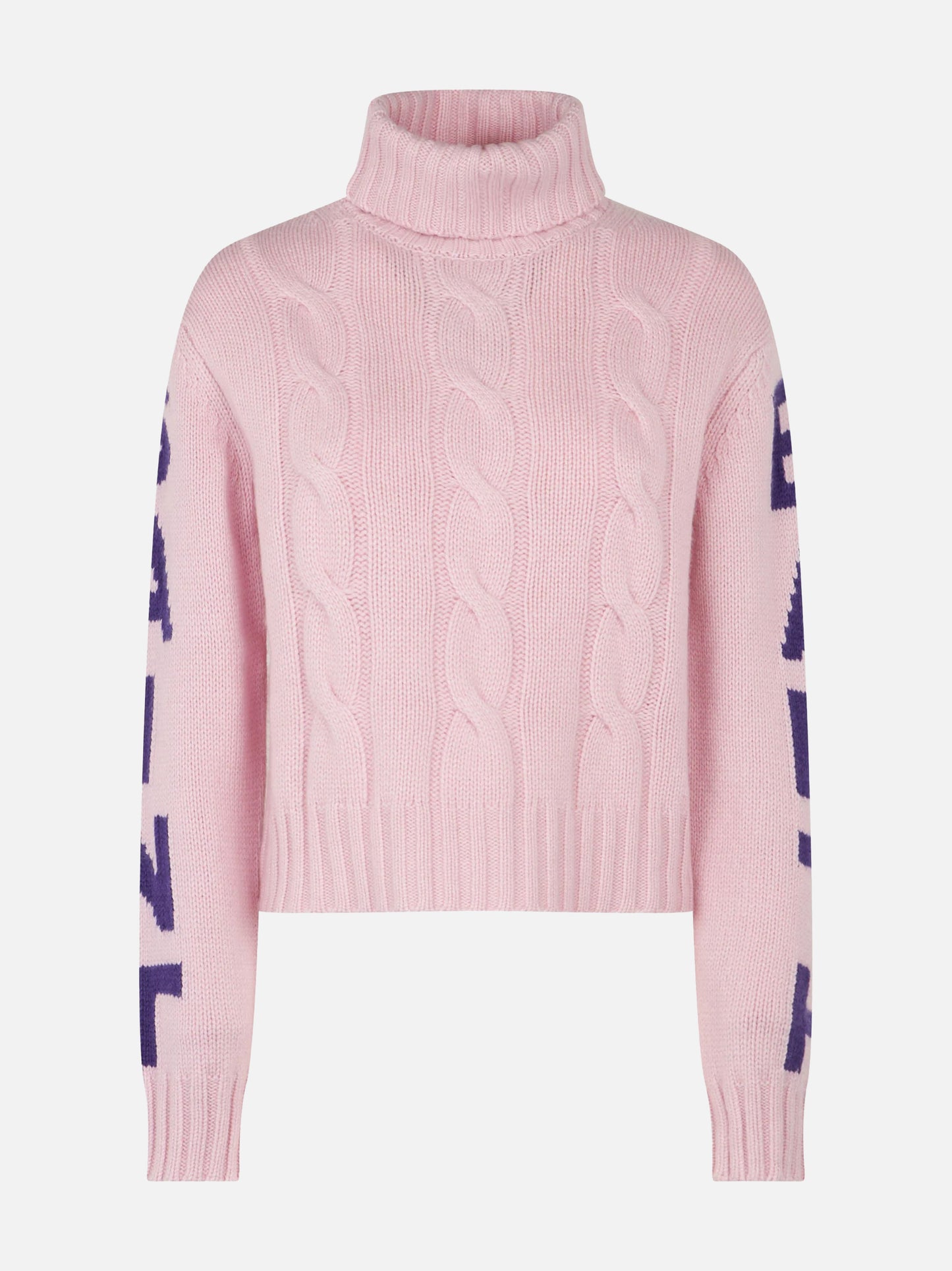 Rollkragenpullover für Damen mit Zopfmuster und Saint Barth-Jacquard