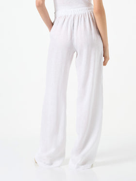 Pantalone da donna in lino bianco