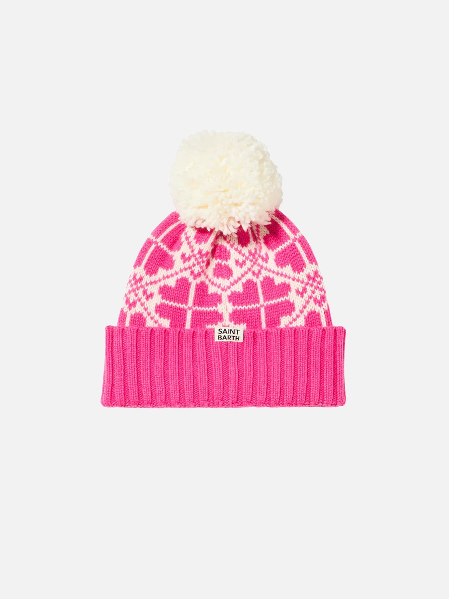 Woman fluo pink beanie with pattern - MC2 Saint Barth